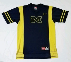 Vintage Nike Grey Tag Shirt Mens Medium Michigan Wolverines Football Blue Yellow - Picture 1 of 5