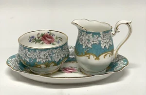 Royal Albert Enchantment Sugar And Creamer With Tray Set Mint Condition - Picture 1 of 5