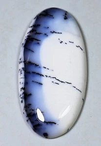 43 Ct 5X22X44 mm Natural Black Forest Dendrite Opal Oval Cabochon Gemstone CR-86 - Picture 1 of 6