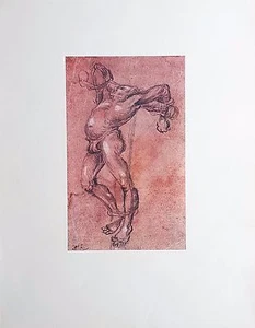 LARRON en CROIX par Lucas CRANACH L'Ancien Dessin Rehaussé Imprimé 197 x 270 mm - Picture 1 of 1