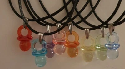 Schnullerkette Nostalgie 90er Jahre Acryl Sammeln tauschen bunt blau rosa - Bild 1 von 4