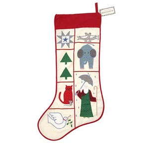 NEW House of Hatten Noahs Ark Christmas Stocking Embroidered Cat Dove Large 9x26 - Picture 1 of 9