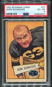 1952 Bowman Large #72 John Schweder RC PSA 4 Pittsburgh Steelers SP - Picture 1 of 1