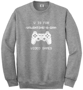 V Is For Video Games Youth Sweatshirt Funny Valentine's Day Gift - Picture 1 of 10