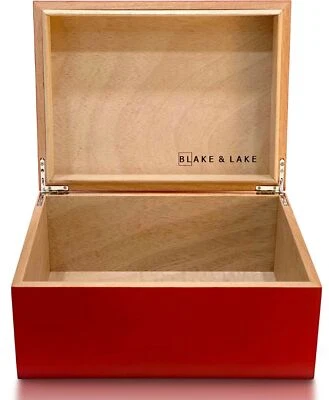Caja de almacenamiento de madera grande con tapa - Cajas de recuerdo de madera roja Heritage decoración del hogar Foto 1 de 4