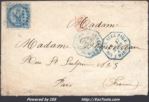 FRANCE CG N°4 SUR LETTRE LOSANGE BLEU REUNION + CAD CORR D'ARMÉES ST DENIS + PAQ - Picture 1 of 2