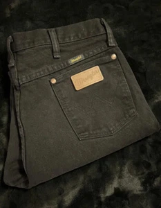 Vintage Wrangler Black Denim 13Mens Western Zipper ~Size 35x34 - Picture 1 of 9