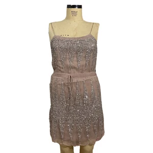 MLV by Mayren Lee Viray Mujer Rosa Taupe Lentejuelas Mini Vestido Talla Med - Imagen 1 de 9