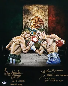 Marco Barrera Erik Morales Signed 16x20 Photo w/ Career Stats Beckett Witnessed - Picture 1 of 4
