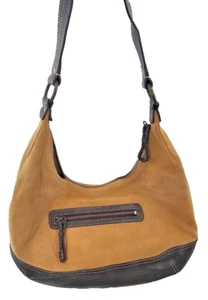 Eddie Bauer Classic Sued Carmel Leather Boho Purse Shoulder Bag - Picture 1 of 6