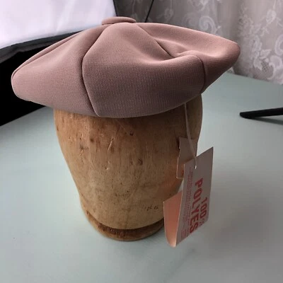 boina vintage bronceado sombrero poliéster etiqueta de precio adjunta  Foto 1 de 4