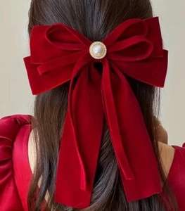 ROTES Weihnachts- und Neujahrs-Hochzeitsaccessoire mit eleganter einfarbiger Samtschleife - Bild 1 von 2