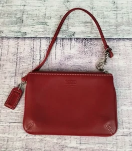 COACH Burgundy Wristlet Leather Wallet Coin Purse Zippered Pouch Travel 6” x 4” - Picture 1 of 14
