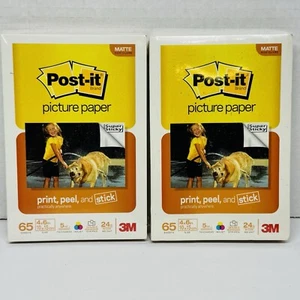 2-Post-It Picture Paper Sealed 65 Sheets Matte 4" x 6" 5 mil Print Peel Stick - Picture 1 of 4