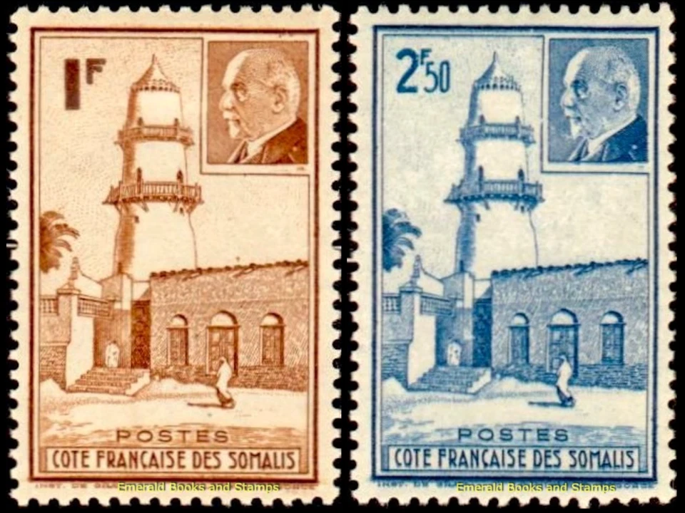 EBS French Somaliland 1941 - Vichy - Pétain - Djibouti Mosque - SO 191-192 MNH** - Image 1 of 3
