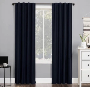 2pack! Sun Zero 40”x 63” Navy Cyrus Thermal Total Blackout Tab Curtain New - Picture 1 of 4