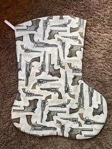 NEU Jumbo Handarbeit Unikat gesteppt Weihnachten Strumpf Kurzwaffen Remington - Bild 1 von 2