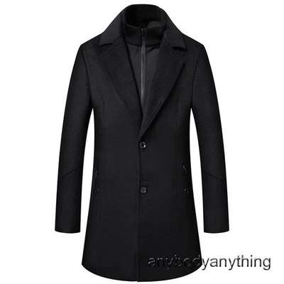 Men's Wool Overcoats Fashion Winter Business Casual Jacket Outwear Warm Thicken - Image 1 of 4