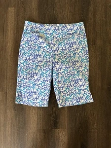 Lulu B Shorts Womens 4 Blue Coral Printed 10'' Athletic Pull On Preppy Summer - Picture 1 of 5