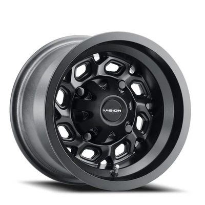 (1) 12x8 -10.2 Vision 361 Spyder 4x110 Matte Black Wheel - Image 1 of 3