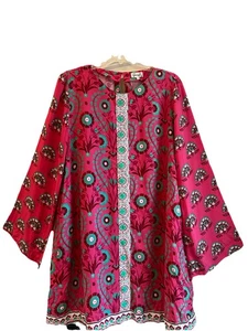 Garrie B Minikleid rosa geblümt Langarm Größe XL - Bild 1 von 6