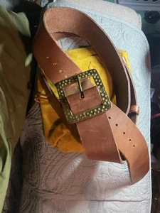 Mountain Man Possible Leder Gürtel & Tasche mit Geweihverschluss Messingschnalle 47-56 - Bild 1 von 14