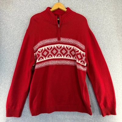 American Eagle Mezcla de Lana De Colección Rojo Fair Isle Cuarto Cremallera Nórdico Para Hombres Talla XXL Foto 1 de 4