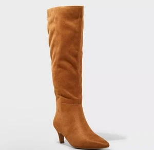 Botas de vestir altas Kendra castaño pantorrilla ancha tacón de gatito plantilla de espuma viscoelástica para mujer - Imagen 1 de 3