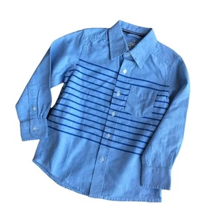 Children's Place Boys Shirt Size 4 Button Front Blue Striped Oxford Cloth NEW - Picture 1 of 4