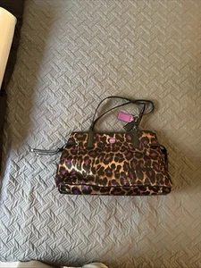 Coach Nancy Leopard Handtasche doppelter Magnetdruckknopf mit angenähtem Reißverschluss Geldbörse nicht rauchfarben - Bild 1 von 23