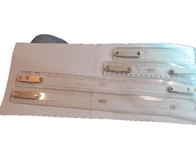 *Lot 4 Bruning Vemco Drafting Machine Scale Rulers 8'/10'/12" see Desc and Pics - Image 1 of 4
