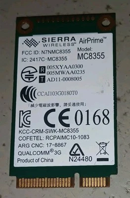 Sierra Wireless AirPrime Mini-PCI Modem 3G Card MC8355 Gobi 3000 GPS 20-VM173-P4 - image 1 of 2