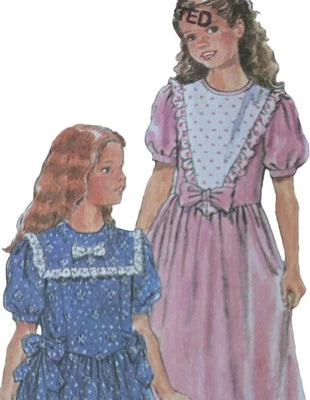 1980s Ruffle Yoke Dress Puff Sleeve Sailor Bridesmaid Burda 3555 Sewing Pattern - Image 1 of 3