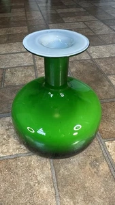 Holmegaard gefasste Kunstglas Vase smaragdgrün opalweiß 7" MCM Danish Modern - Bild 1 von 10