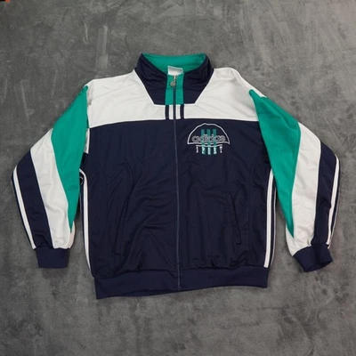 Vintage Adidas Jacket Mens Large Blue White Green Full Zip Sport Trefoil 90s - Image 1 of 4