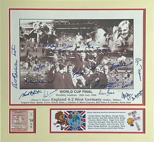 England 1966 World Cup Mounted Signed x 21 Charlton Banks Ball Photo Proof COA - Picture 1 of 8