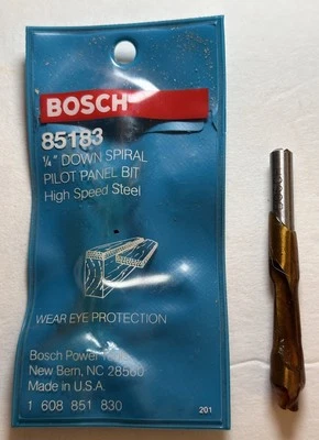 Bosch 1/4” Down Spiral Pilot Panel Bit High Speed Steel 85183  - NIP - Image 1 of 2