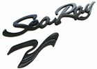For Sea Ray Searay SCRIPT Emblems SR Boat 3D Logo Badge Glossy Black - 2Pcs