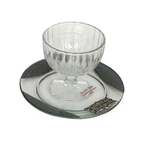 Passover Haroseth Haroset Dish Blue & Gold Decoupage Leaves Design Plate 6.75" - Picture 1 of 4