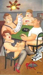 Beryl Cook "STRIP POKER" 518/650 (Akt enthalten) Fotolithographie von Beryl Cook - Bild 1 von 12