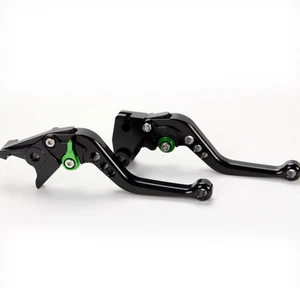 Palancas de embrague de freno cortas negras/verdes para Kawasaki ZX6R/Z1000/ZX10R 2007-2016 - Imagen 1 de 5