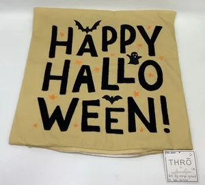 Thro Marlo Lorenz Happy Halloween Pillow Cover Bats & Ghost Halloween 18 X 18 - Picture 1 of 6
