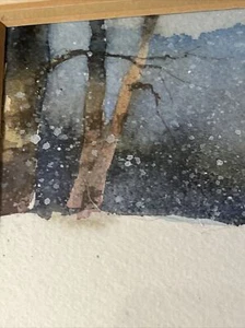 Bosques nevados solitarios. Impresión firmada, 1988, marco de roble, 10x13 en general, imagen 4x6 - Imagen 1 de 5