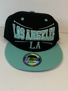 Kbethos Snapback Cap Neu mit Etikett Los Angeles LA schwarz/türkis Farbe Meeresschaum Neu!! Schöne Mütze - Bild 1 von 9