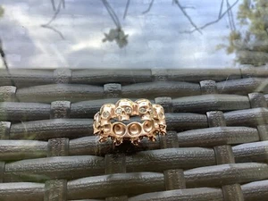 ANILLO CALAVERA DE ORO ROSA 10K CON OJOS DE DIAMANTE TALLA 12.5 - Imagen 1 de 10
