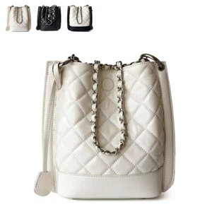 Bolso de hombro pequeño acolchado de cuero real con cubo bolso de mano bolso de moda cadenas - Imagen 1 de 25