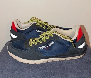 Roberto Cavalli Sport Running Sneakers Mens Size 10.5 Blue Suede Low Top - Picture 1 of 15