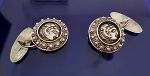 Ilias Lalaounis Greek Antiquity Sterling Silver Alexander/Hercules Cufflinks. - Picture 1 of 7