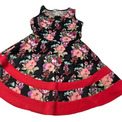 Vestido Janette Talla Grande 1X Bonito Negro Corte Floral Acampanado Sin Mangas Primavera Verano Foto 1 de 4