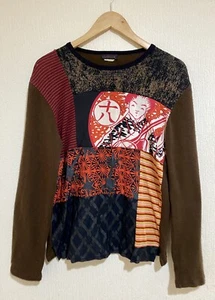 Vintage Custo Barcelona Long-Sleeved Top 1990s Size 8-10 Small Mixed Fabrics - Picture 1 of 12